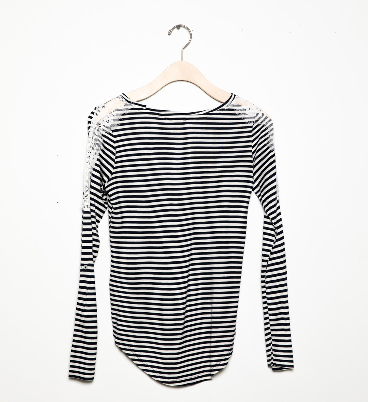 Long-Sleeve Striped Lace Top (7-16), , hi-res image number 1